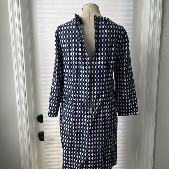 J. Crew Jersey Geo Print Midi Dress Size 6 Sheath style, Eposed side zips. - Picture 6 of 7